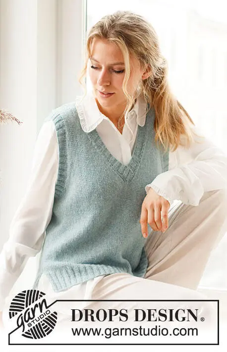 「完売品」eaphi U NECK LEAF PATTERN KNIT VEST 220-43 Audrey Vest by DROPS Design